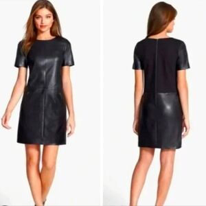 Halogen Ponte Knit Leather Shift Dress Medium